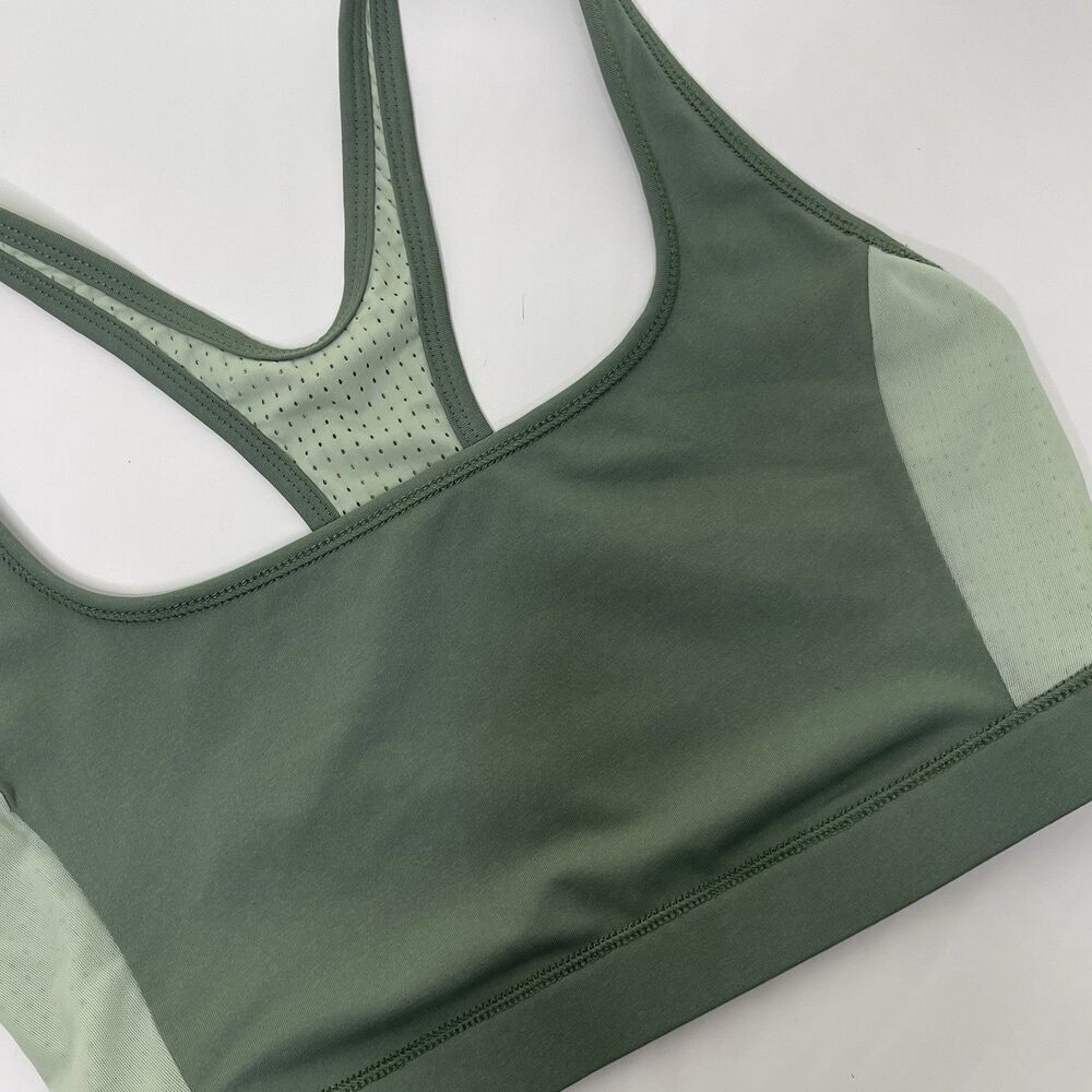 NEW Fabletics Sports Bra Size Small Green Low Impact Mesh Racerback Scoop Neck